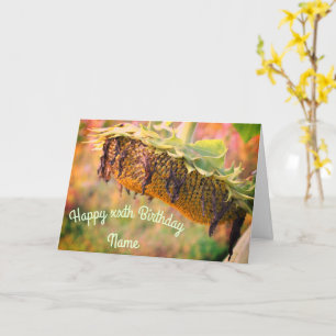 Faded Sunflower Floral Personalised Birthday  Card