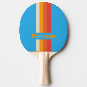 Faded Surf Blue Pin Striped with Name Ping Pong Paddle