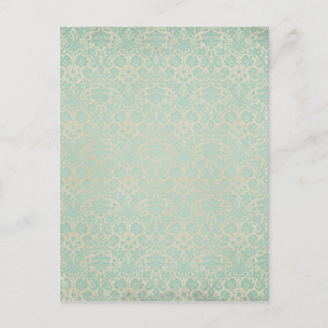 Faded Teal Damasks Pattern Postcard (Front)