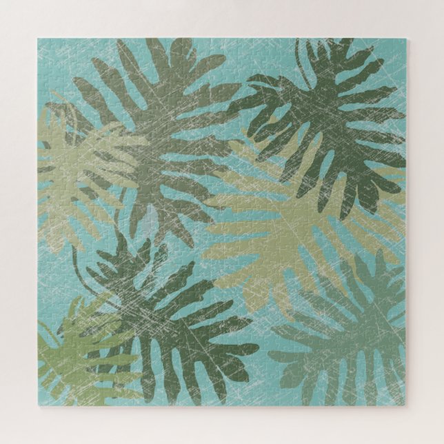Faded Tropical Leaves Jigsaw Puzzle (Horizontal)