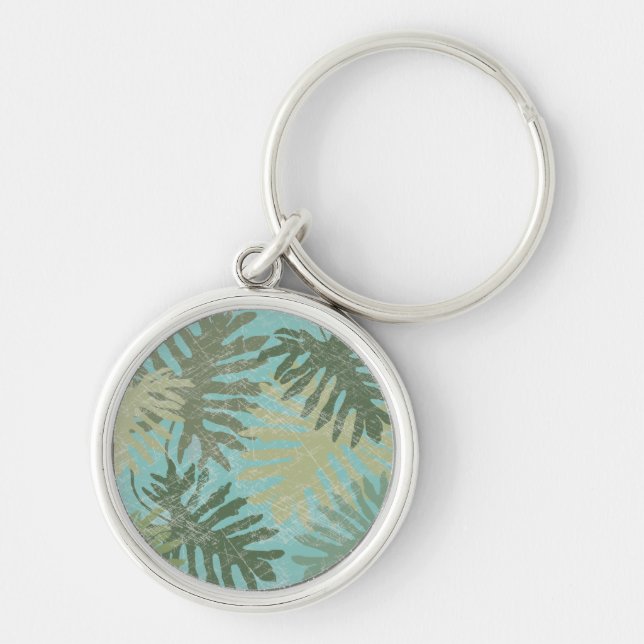 Faded Tropical Leaves Key Ring (Front)