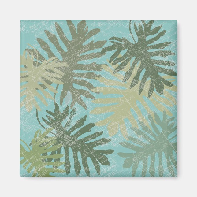 Faded Tropical Leaves Magnet (Front)