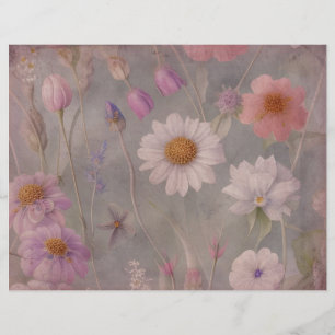 Faded Vintage Flowers Scrapbook Paper
