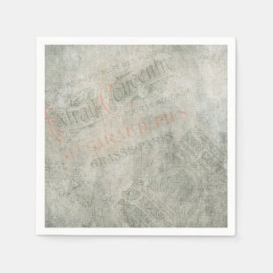 Faded Vintage Paper Parisian Advertisement Collage Napkin