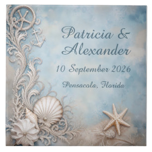 Faded Vintage Seashell Coastal Keepsake Ceramic Tile