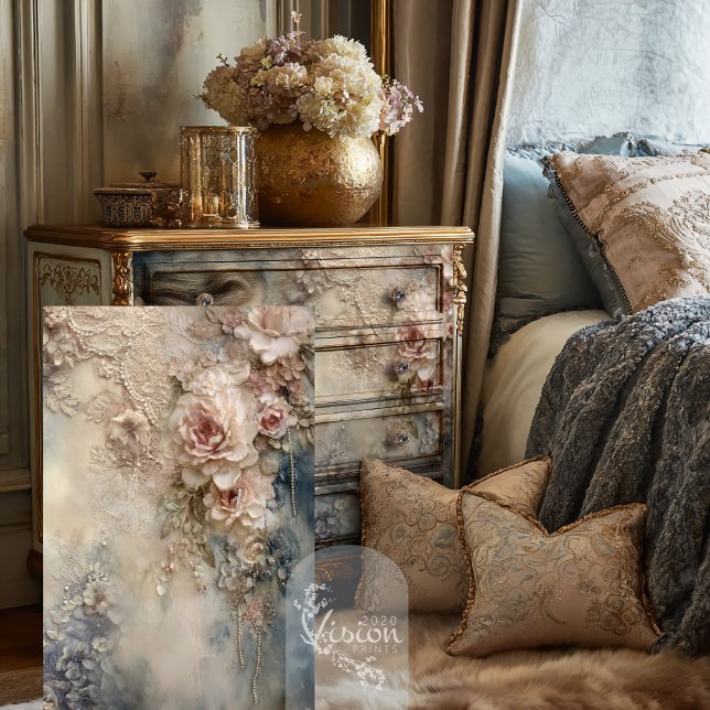 Faded Whispers Romantic Rose Shabby Chic  Tissue Paper (Faded Whispers, Shabby Chic Romantic Vintage Floral Decoupage Tissue Paper)