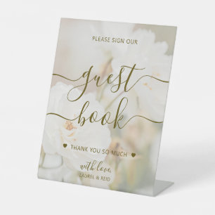 Faded White Roses Romantic Sign Our Guestbook
