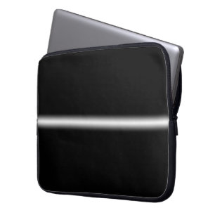 Faded White Stripe on Black Laptop Sleeve