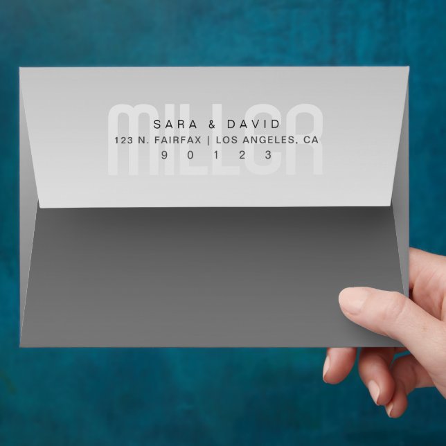 Fading Grey Ombre Return Address Envelope (Hand)