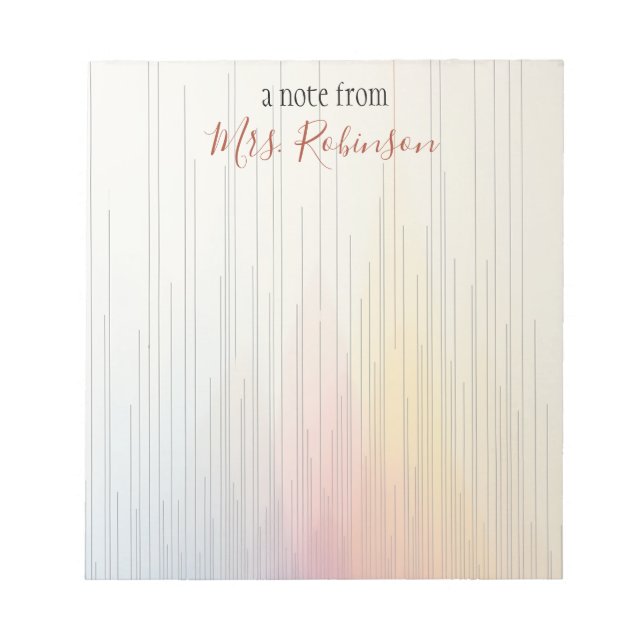 Fading Multicolor Line Grid Custom Teacher Gift Notepad (Front)