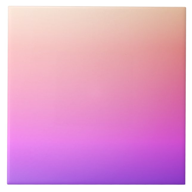 Fading Peach Pink & Purple Colourful Ombre Ceramic Tile (Front)