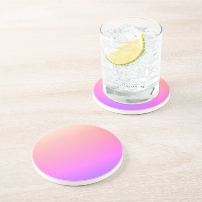 Fading Peach Pink & Purple Colourful Ombre Coaster (Side)