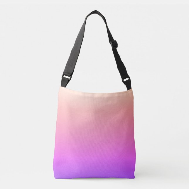 Fading Peach Pink & Purple Colourful Ombre Crossbody Bag (Front)