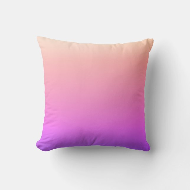 Fading Peach Pink & Purple Colourful Ombre Cushion (Front)