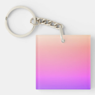 Fading Peach Pink & Purple Colourful Ombre Key Ring