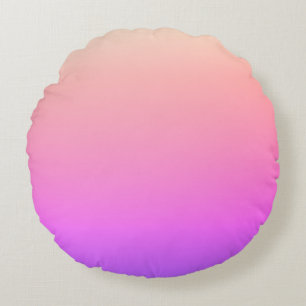 Fading Peach Pink & Purple Colourful Ombre Round Cushion
