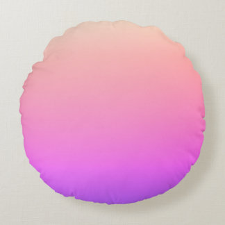 Fading Peach Pink & Purple Colourful Ombre Round Cushion