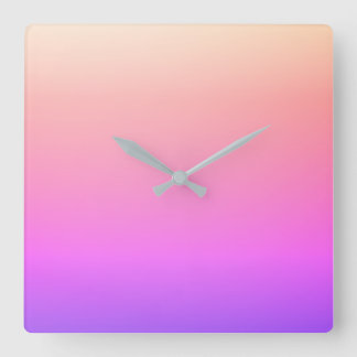 Fading Peach Pink & Purple Colourful Ombre Square Wall Clock