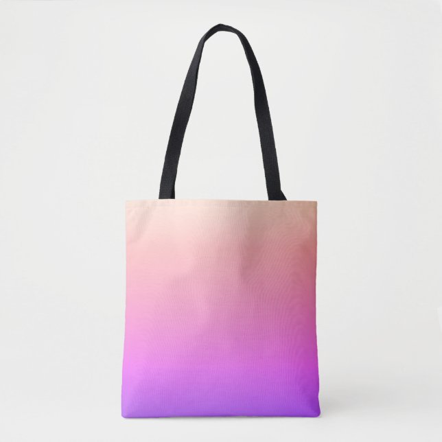 Fading Peach Pink & Purple Colourful Ombre Tote Bag (Front)