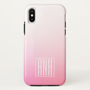Fading Pinks Ombre Gradation & Your Initials iPhone X Case