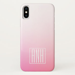 Fading Pinks Ombre Gradation & Your Initials iPhone X Case