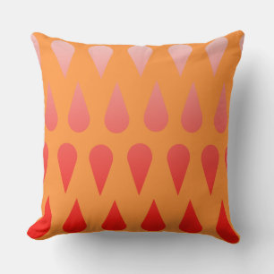 Fading Red Raindrops in Orange Gradient Cushion