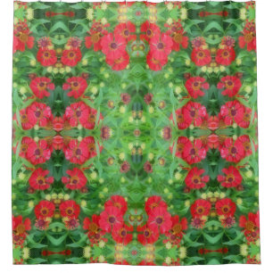 Fading Red Zinnia Flowers Abstract Pattern    Shower Curtain