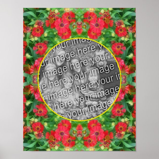 Fading Zinnia Flowers Frame Create Your Own Photo Poster (Front)
