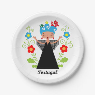 Fado Portuguese singer and ships Paper Plate