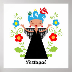 Fado Portuguese singer and ships Poster