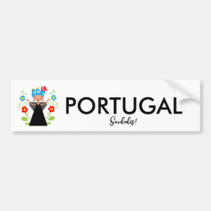 Fado woman singer with Portuguese caravel ships  Bumper Sticker