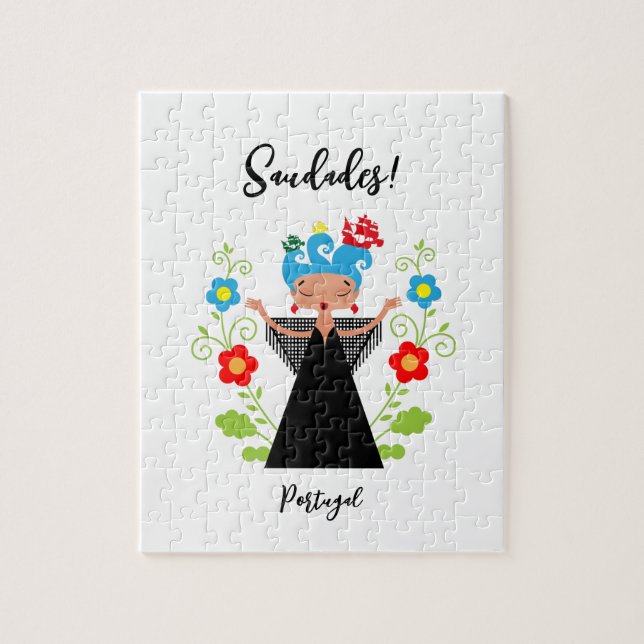 Fado woman singer with Portuguese caravel ships  Jigsaw Puzzle (Vertical)