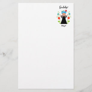 Fado woman singer with Portuguese caravel ships  Stationery