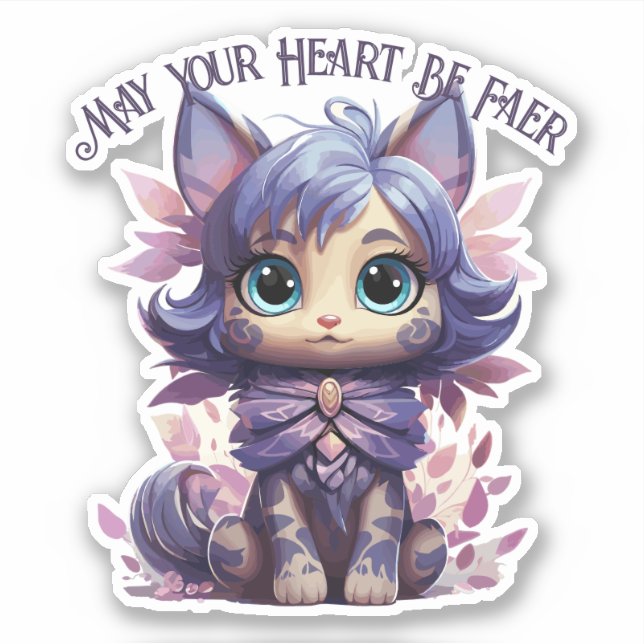Fae Cat Sticker - "May Your Heart Be Faer" (Front)