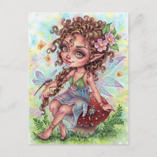 Fae Darling Postcard Fairy Mushroom Dragonfly