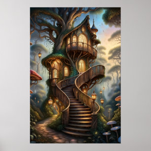 Fae Haven Heights AI Fantasy Digital Art Print