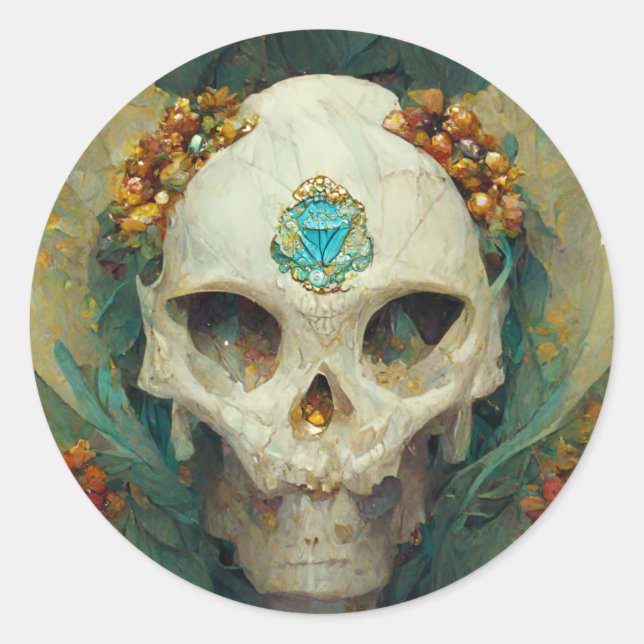 Fae Skull Fantasy Classic Round Sticker (Front)