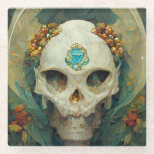 Fae Skull Fantasy Glass Coaster