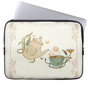 Faecore Graphic Art, Beige Tea Time Laptop Sleeve