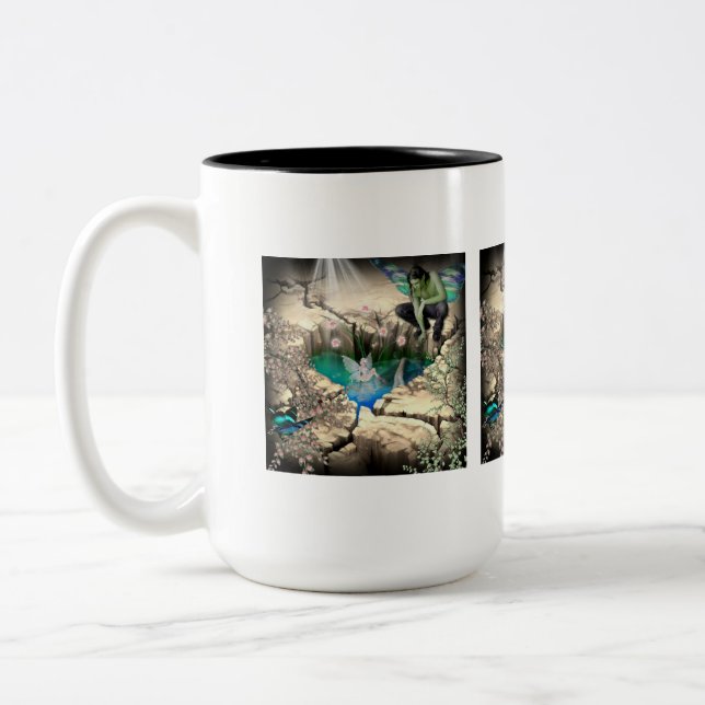 Faerie in Elven Pond Two-Tone Coffee Mug (Left)
