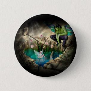 Faerie in Elven Pond Vignette 6 Cm Round Badge