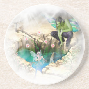 Faerie in Elven Pond Vignette Coaster