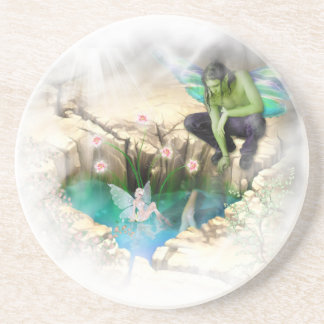 Faerie in Elven Pond Vignette Coaster