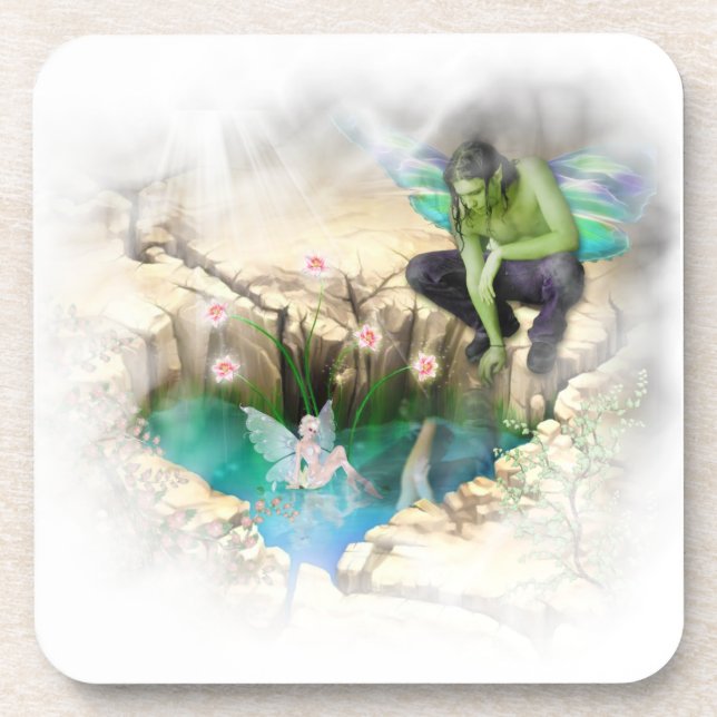 Faerie in Elven Pond Vignette Coaster (Front)
