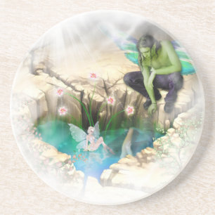 Faerie in Elven Pond Vignette Coaster