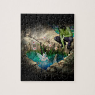 Faerie in Elven Pond Vignette Jigsaw Puzzle