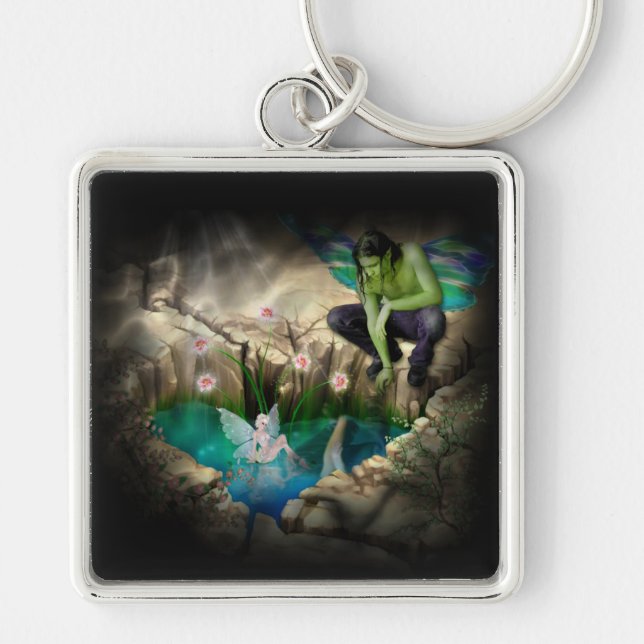 Faerie in Elven Pond Vignette Key Ring (Front)