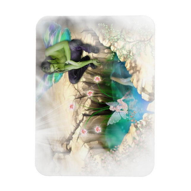 Faerie in Elven Pond Vignette Magnet (Vertical)
