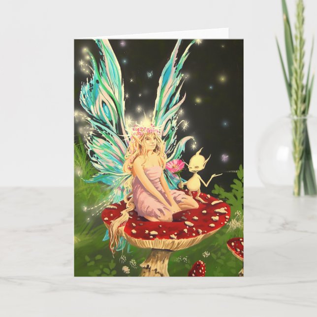 Faerie on a mushroom - Greeting Card by Neil (Front)