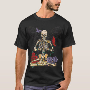 Faerie Skeleton In Garden With Roses Graphic Butte T-Shirt